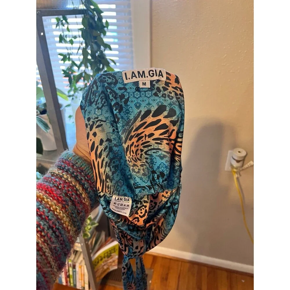 I.Am.Gia Isabella Top in Blue Leopard Print Size M